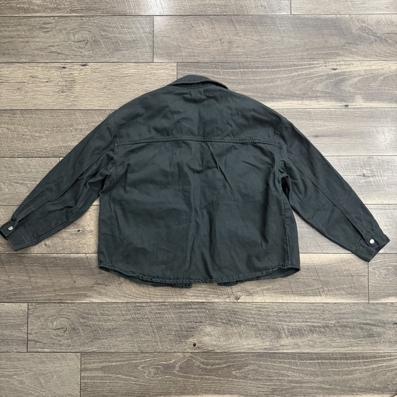 Anthropologie "if it were‎ me" Green Snap Front Oversized Denim Jacket Womens S - Picture 6 of 9